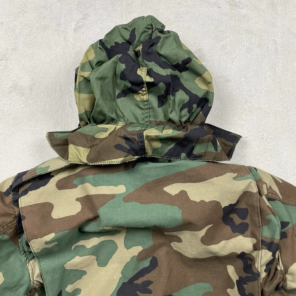 Vintage Military M-65 Field Jacket Mens Medium Long Camo Cold Weather Hoodie
